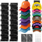 HINIHAO 2 Pack Hat Organizer for Baseball Caps, Hat Rack for Wall with Strong Adhesive, Wall Mounted Hat Hooks Hold up to 16 Hats for Closet Door and Bedroom (Black)