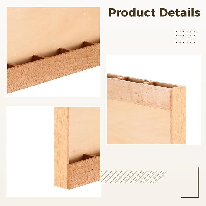 Cabinet Door Straw Holder Wood, with Divider Wooden Organizer for Space-Saving, Easy Install Tape Double-Sided, Ideal and More for Straws Pens Organizing