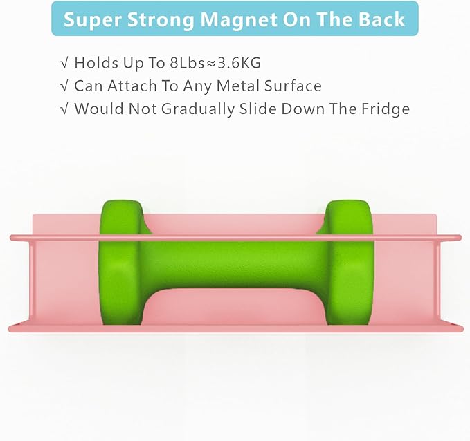 Magnetic Spice Rack For Refrigerator, Space Saving Magnetic Shelf For Fridge Pink 2 Pack With Magnetic Paper Towel Holder
