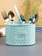 Metal Self Draining Tableware Storage Box - Spoon, Knife, Fork, Chopstick, Cutlery Holder Kitchen Organizer Stand Dining Multifunctional Stand Drawer Organisers, (Green)