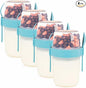 4 Pack On The Go 22 oz Breakfast Cups with Lids and Spoon, Reusable Cereal Yogurt Cup with Topping Plastic Overnight Oats Container for Granola Oatmeal (22 oz - Turquoise- 4 Pack)