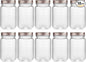 novelinks 16 oz Clear Plastic Jars with Lids, Refillable 16oz Mason Jars with Lids & Storage Containers for Kitchen & Household Use (10 Pack,Rose Gold)