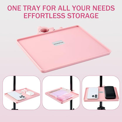 Lash Tray Holder (9 inch×6.7 inch), Adjustable Plastic Essential Organizer Stand for Lash Techs, Eyelash Extension Supplies Perfect for Salon or Homes Use by KONOVOLY(Pink)
