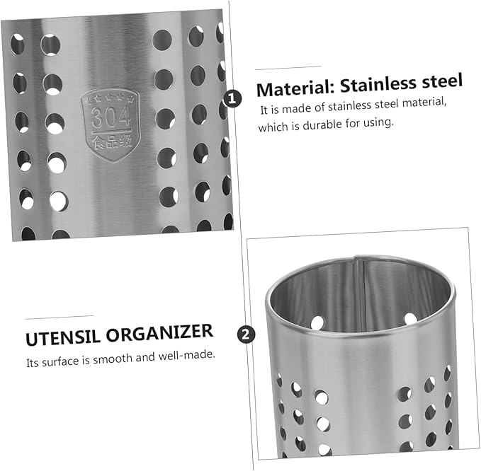 ULTECHNOVO Stainless Steel Chopstick Holder 3.93X3.93X6.49In Multi-Purpose Utensil Storage Container for Home Restaurant Kitchen Tableware Organizer with Breathable Design