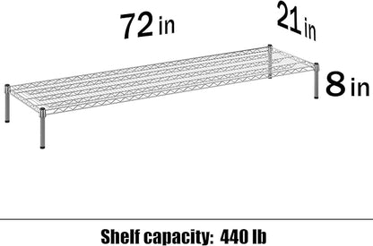 21" Deep x 72" Wide x 8" Height Wire Shelving Kit | 1-Tier | NSF Commercial Storage Rack Unit