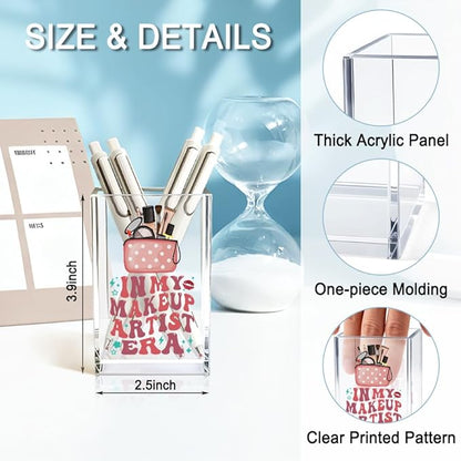 In My Makeup Artist Era Acrylic Cosmetic Holder, Funny Makeup Brush Holder Gifts for Cosmetologist Women Girls, Bathroom Vanity Storage for Make up Brushes, Vanity Desk Accessories