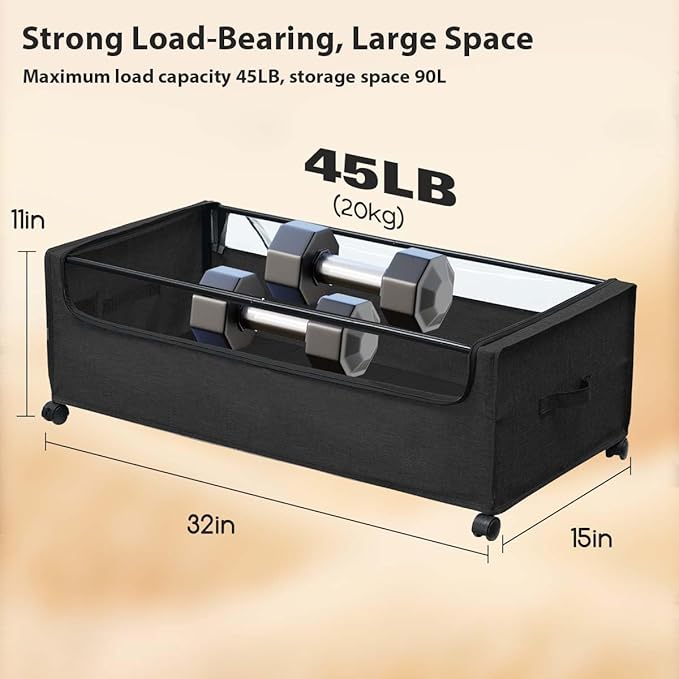 FOUCSSOMEI Under Bed Storage with Wheels, Under The Bed Storage Drawers On Wheels, Rolling Underbed Drawers, Lockable, Heavy Duty