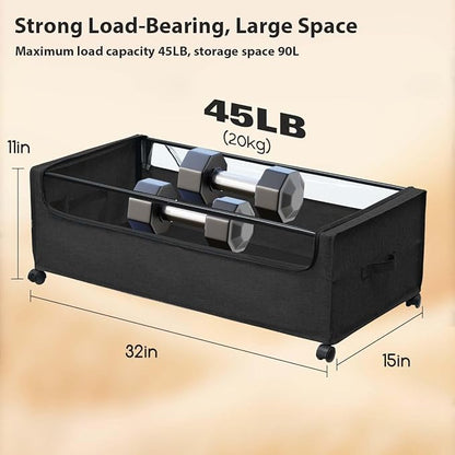 FOUCSSOMEI Under Bed Storage with Wheels, Under The Bed Storage Drawers On Wheels, Rolling Underbed Drawers, Lockable, Heavy Duty