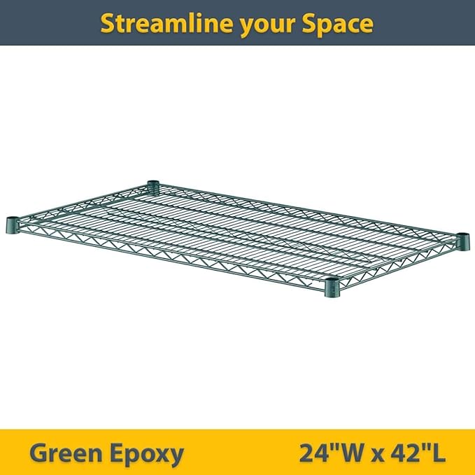 2 Pack Green Additional Wire Shelf for 24"x42" NSF Shelving Units, Replacement Shelves for Wire Rack