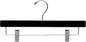 Black Velvet Pant Hanger w/Adjustable Cushion Clips, Box of 100 Flat Wood Bottom Hangers w/Chrome Swivel Hook for Jeans Slacks or Skirt