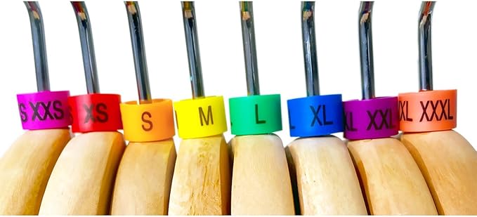 Colored Hanger Sizer Garment Markers (Sizes: XXS-XXXL) Color Coded Size Clips - 100 Pieces/Size - 800 Pieces Total