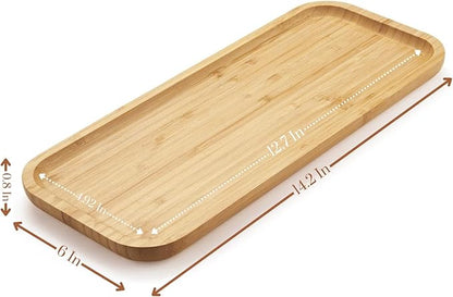 Bamboo Vanity Tray, Bathroom Counter Tray, Toilet Tank Top Tray for Organizing and Decor Display, 14.2 x 6 x 0.8 inch