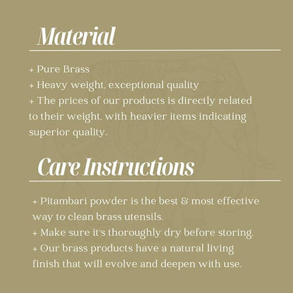 Veda Essentials. Handcrafted Brass Masala Box with 7 Compartments and a Spoon - Indian Spice Organizer with Embossed Lid | Premium Brass Masala Daani (Plain Lid with Matt Finish)