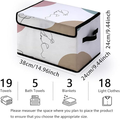 Stackable Clothes Storage Bins with Lids,Closet Organizers Fabric Cat Printing Box for Home and Office,Blanket Clothes Organizers,Under Bed Storage Containers 3 Pack.