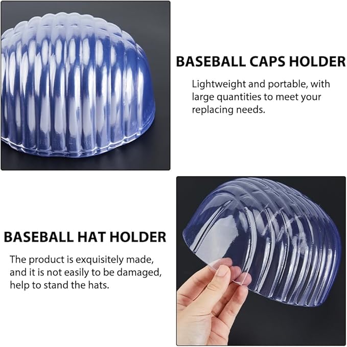 SUPERFINDINGS 16PCS Hat Shaper Inserts for Baseball Caps 7.48x7.67inch Plastic Clear Half Hat Stay Hat Shaper Hat Support Portable Baseball Cap Holder for Shop Living Room Display