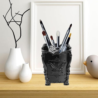 GALPADA Butterfly Decorated Makeup Brush Holder Acrylic Pot Cosmetic Brush Storage