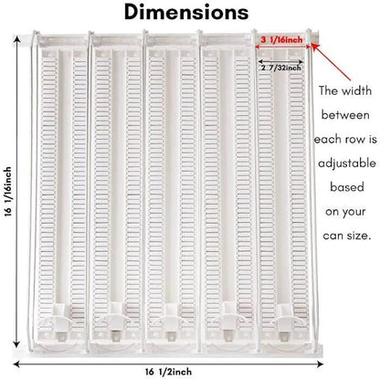 Baraiser Drink Organizer for Fridge, Self-Pushing Soda Can Organizer for Refrigerator, Width Adjustable Pusher Glide, Automatic Drink Dispenser (5 Rows, White)