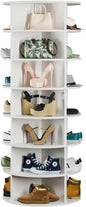 Waleaf 7 Tier Rotating Shoe Rack Tower 360, Revolving Shoe Organizer Spinner, Spinning Shoe Display Lazy Susan, Shoe Carousel, Spinning Shoe Rack for Entryway, Living Room, Bedroom (White)