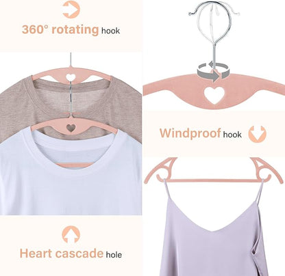 Velvet Hangers 30 Pack: Felt Clothes Hangers Heavy Duty Shirt Sweater Hangers No Shoulder Bump Non Slip Slim Thin Coat Hangers for Closet - Pink/18 XL