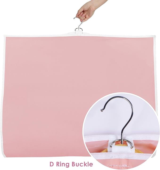 Univivi Dance Costume Garment Bags for Kids, 40 Inch Foldable Hanging Garment Bags for Dancers with Clear PVC Window and 3 Zipper Pockets, Pink (5 Pack)