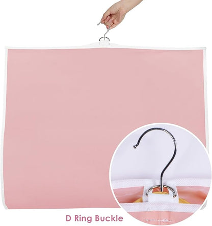 Univivi Dance Costume Garment Bags for Kids, 40 Inch Foldable Hanging Garment Bags for Dancers with Clear PVC Window and 3 Zipper Pockets, Pink (5 Pack)
