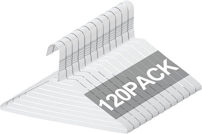 Yuntau 120 Pcs Wire Hangers Bulk 17.7" Dry Cleaner Hangers, Suit Holders for Home Caped Clothing (White)