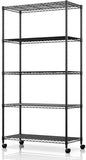 YSSOA 5-Tier Heavy Duty Storage Shelving Unit, 1250 Lbs Loading Capacity, 29.92" W x 13.98" D x 61.02" H, Black
