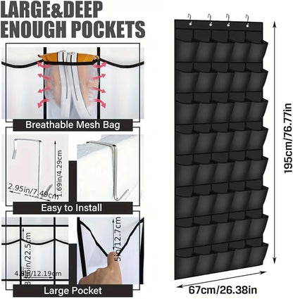 Over the Door Shoe Organizer, 40 Large Mesh Pockets Hanging Shoe Rack Organizer for Closet Behind the Door Storage Holder for Bedroom, Entryway,Dorm, Apartment and Small Spaces