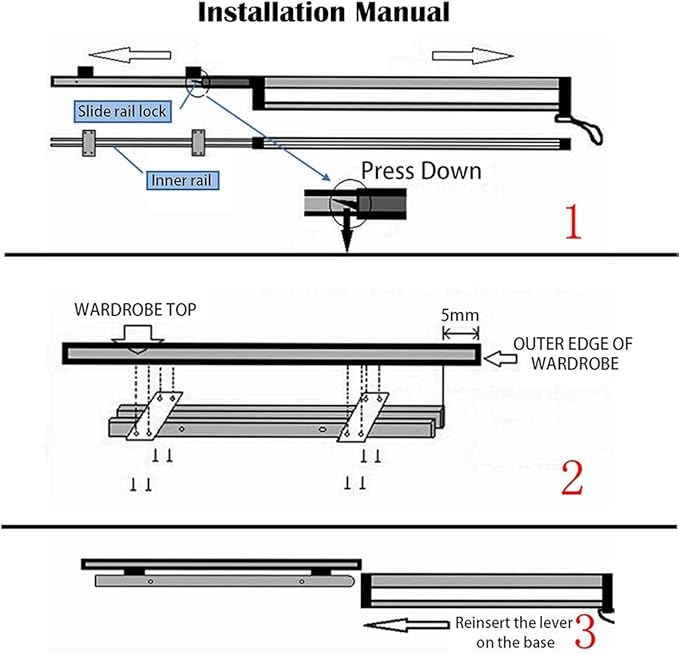 Closet Clothes Hanger Rail,Pull-Out Closet Rod 30-60cm,Wardrobe Clothing Rail,Closet Organizer Rack for Pants and Coat (400MM/15.7INCH)