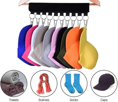 Hat Rack Cap Organizer Necktie Hanger 2 Packs Foldable Travel Baseball Cap Holder Clips Black
