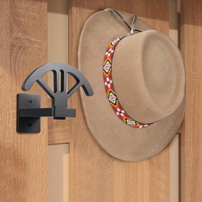 2 PCS Adjustable Cowboy Hat Rack Holder, Wooden Wall Mount Stand, Keep Original Shape of Hat with 4 Speed Adjustable Western Hat Display for Storage Fedoras Hats (Bamboo)