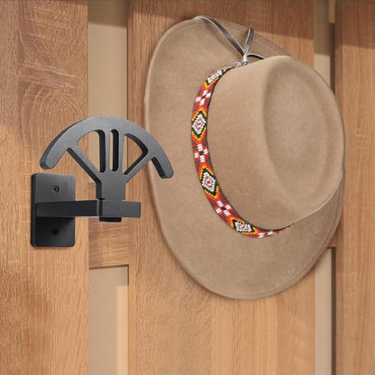 2 PCS Adjustable Cowboy Hat Rack Holder, Wooden Wall Mount Stand, Keep Original Shape of Hat with 4 Speed Adjustable Western Hat Display for Storage Fedoras Hats (Bamboo)