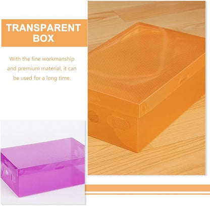SHINEOFI 7pcs Colorful Shoe Storage Boxes Set Stackable Foldable Pp Plastic Shoe Organizer with Thickened Flip Lids Multi-color Containers for Home Closet Storage 27.5×18×9.5cm