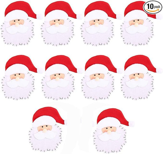 6/10/12Pcs Christmas Silverware Holder Xmas Cutlery Dinner Table Decoration Santa Claus Snowflake Flatware Pockets