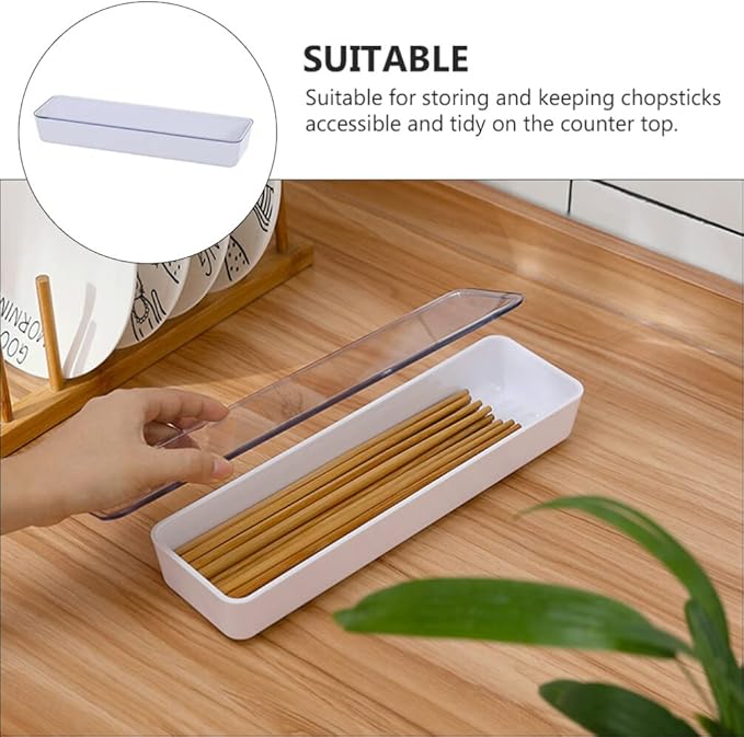 Cabilock Flatware Tray With Lid Kitchen Drawer Organizer With Lid And Drainer Plastic Kitchen Cutlery Tray and Utensil Storage Container with Cover (White)