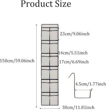 White Over Door Shoe Organizer, 12 Large Pockets Hanging Storage for Closet Organization, Space Saving Shoe Rack and Accessory Holder