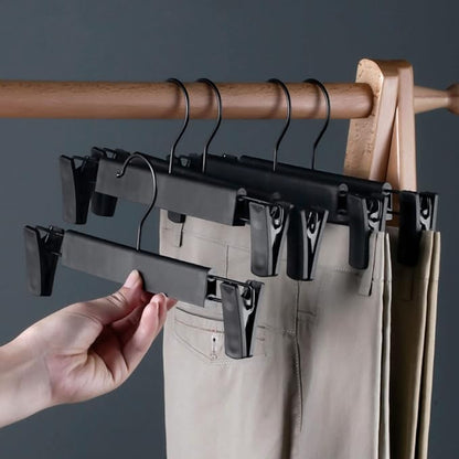 NORTHERN BROTHERS Pants Hangers, Black 50 Pack with Clips for Pants, Skirts, and Shorts - Plastic Bulk Hangers