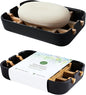 Soap Dishes for Bar Soap, Black Bathroom Soap Holder, Bamboo Soap Dishes Holder for Bathroom Shower, Bathroom Sink Soap Dish