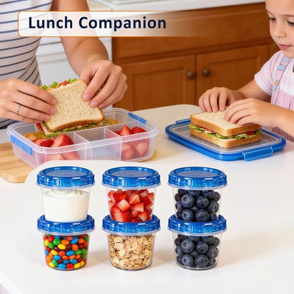 18 Pack Reusable Freezer Storage Containers with Twist Top Lids Airtight(34oz/17oz/4oz), Plastic Food Storage Containers with Lids for Meal Prep Soup Snack Fruit, Soup Container Freezer Microwave Safe