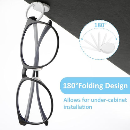 Ymapinc 6pcs Adhesive Eyeglasses Holder,180°Folding design,Sunglasses Holder Wall,Eyeglass Holder for Protective Eyewear,Sunglasses Organizer Wall Desk Car Office Home Workshop
