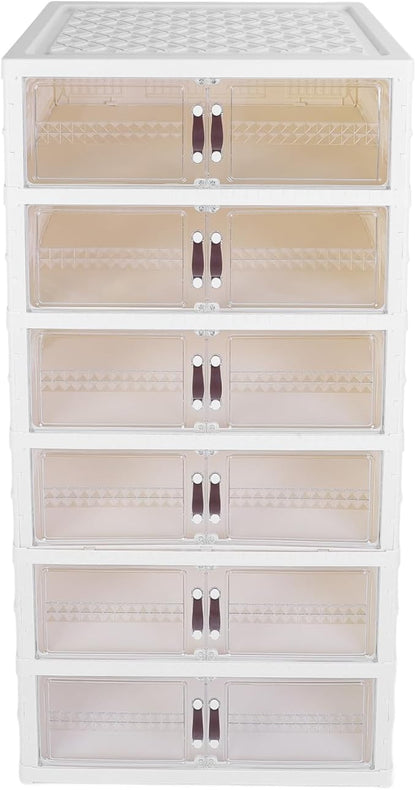 Zerodis Boot Shoe Boxes Box Multi Layer Foldable Shoe Organizer with Magnetic Door for Organizing Shoes Shoe Storage Box Stackable Plastic Shoe (6 Layers)