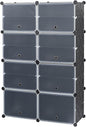 14 Cubes Shoe Rack,Portable Shoe Rack Organizer,Stackable Detachable Free Standing Shoe Rack,Plastic Shoe Storage Cabinet,Shoe Storage Boxes,with Doors,for Closet, Hallway, Bedroom, Entryway (Black)