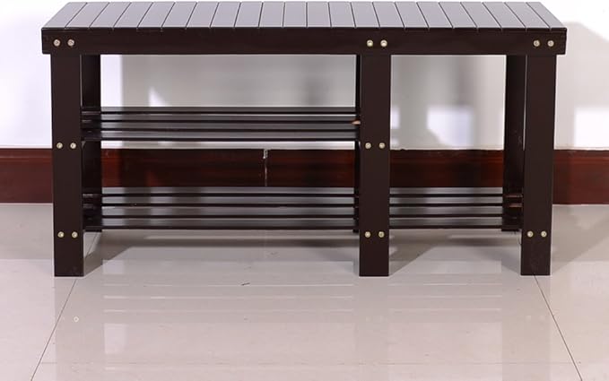 None/Brand Bamboo Shoe Rack with Storage Shelf, Three-Layer Wooden Shoe Rack, can Hold 551 pounds, Very Suitable for Corridor, Bathroom, Living Room and Corridor Entrance (Coffee(Boots Version))