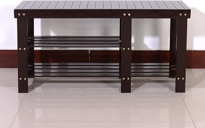 None/Brand Bamboo Shoe Rack with Storage Shelf, Three-Layer Wooden Shoe Rack, can Hold 551 pounds, Very Suitable for Corridor, Bathroom, Living Room and Corridor Entrance (Coffee(Boots Version))