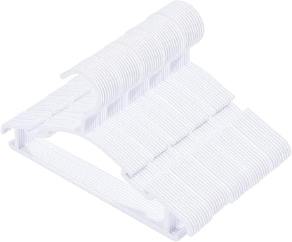 50 Pack White Baby Nursery Closet Hangers, Anti-Slip Laundry Infant Pant Hanger for Newborn Clothes Gift, Ultra-Thin Plastic Hanger for Girl Boy Toddler