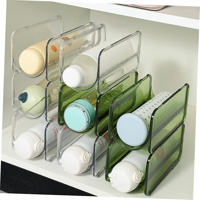 Zerodeko 2pcs Stackable Water Bottle Organizer Multi Transparent Holder for Home Kitchen and Pantry Storage Space-Saving and Practical Drink Organizer Design