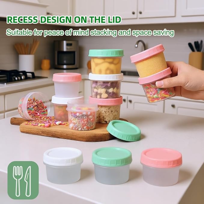 Food Storage Containers 12 Pack 5.4 oz Freezer Storage Containers with Twist Top Lids, Leakproof, BPA Free, Microwave & Dishwasher Safe Takeout Container - Ideal for Soup and More