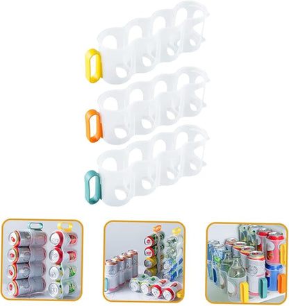 3pcs Refrigerator Can Holder Soda Can Dispenser Organizer for Fridge Storage Box for Canned Drinks Random Color