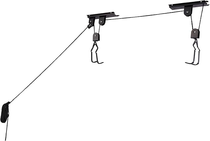 Bike Hanger - Overhead Hoist Pulley System with 100lb Capacity for Bicycles or Ladders - Secure Garage Ceiling Storage by Rad Sportz
