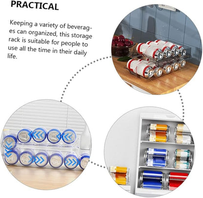 Unomor Beverage Can Dispenser Organizer for Soda Beer Cans Automatic Rolling Storage Rack for Fridge Pantry Efficient Drink Storage